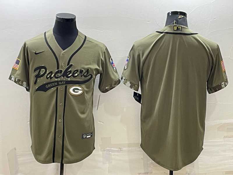 Men%27s Green Bay Packers Blank Olive Salute to Service Cool Base Stitched Baseball Jersey->detroit lions->NFL Jersey